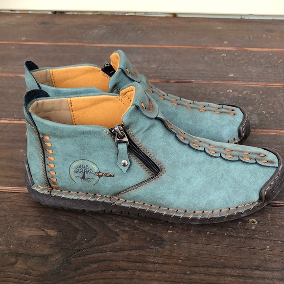 fashion Other - 10 Men's Casual Shoes Blue Green Vegan Faux Leather Zipper Garb Cosplay
